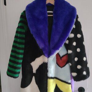 ALICE + OLIVIA Yetta Faux Fur Coat Stace Face Size XS